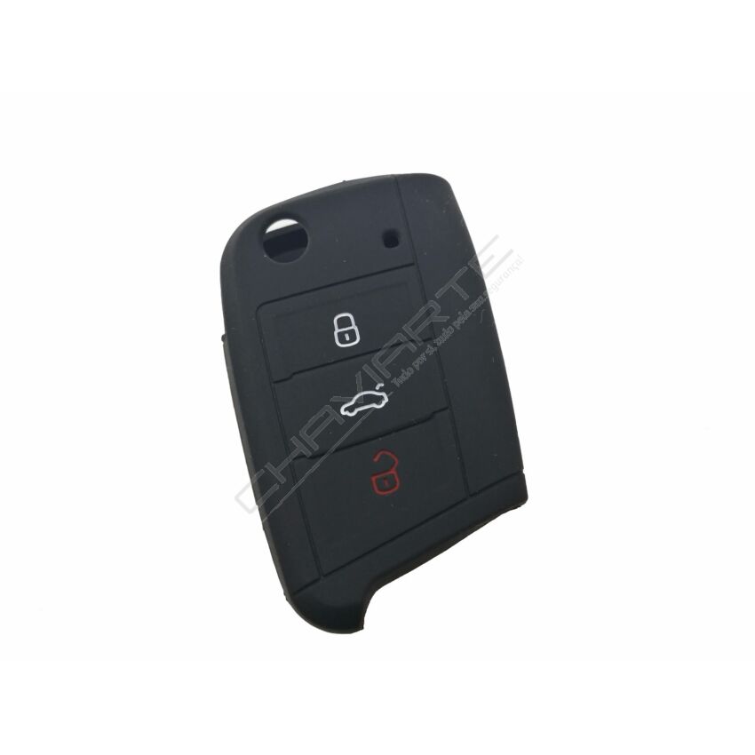 Capa silicone Volkswagen, três botões, negra