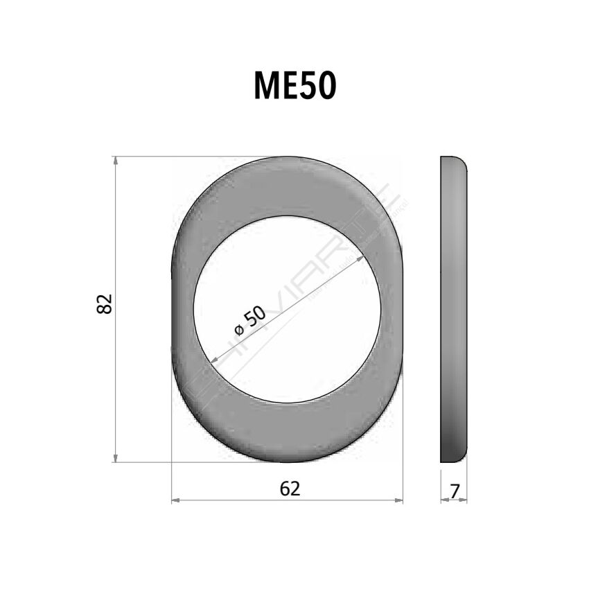 Espelho oval AF exterior, bronze, 50 mm