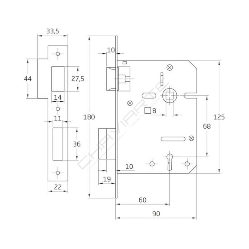 Fechadura AGC 716 CR 6 cm