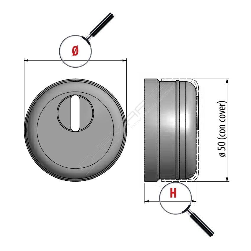 Escudo de segurança AF, para fechaduras de porta blindada, anti-tubo, 50 mm