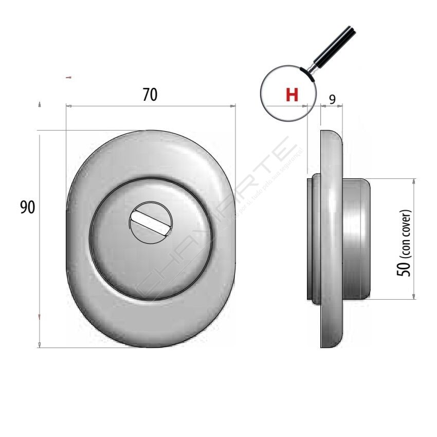 Escudo de segurança AF dourado (Kit), anti-tubo e superblindado, 50 mm
