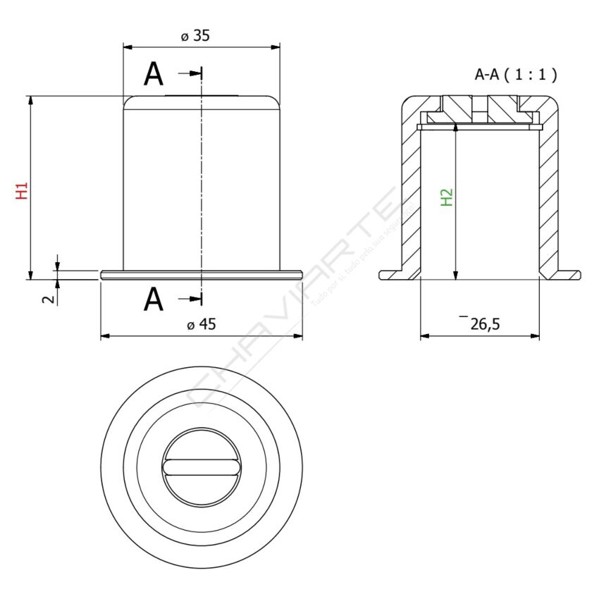 Escudo de segurança AF LONGO (55mm) Latão para cilindro Fichet