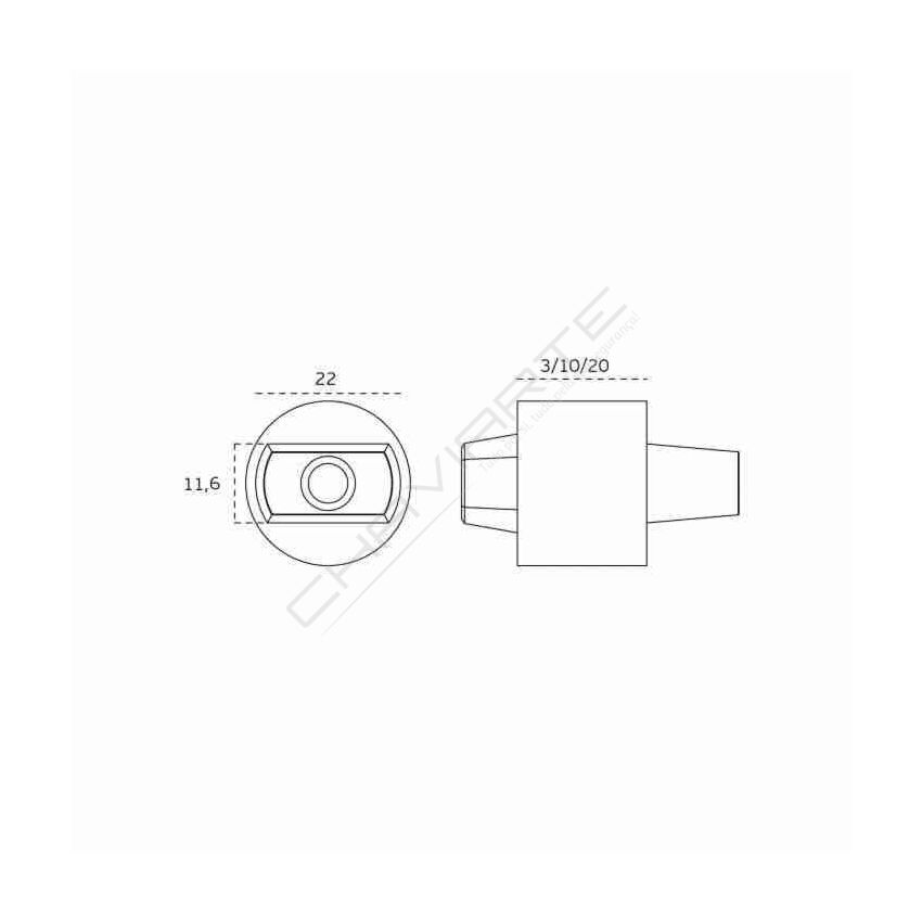 Quadra JNF 21.001.R10, retangular 21 x 11,6 mm, para mola de pavimento