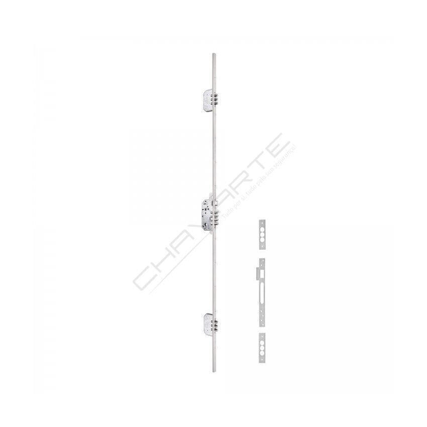 Fechadura multiponto 3 pontos JNF, chapa em U, entrada 60mm, cromada