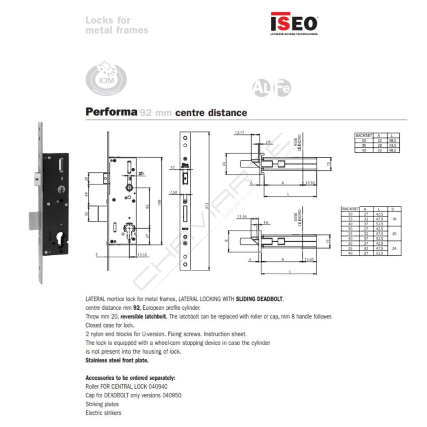 Fechadura ISEO 7212113028 3 cm