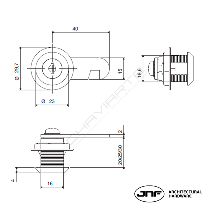 Fecho JNF FC7715.20 com 20 mm de comprimento