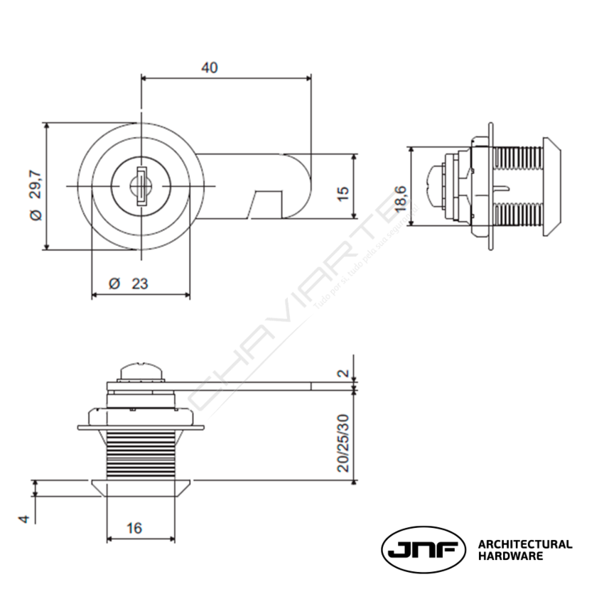 Fecho JNF FC7715.30 com 30 mm de comprimento