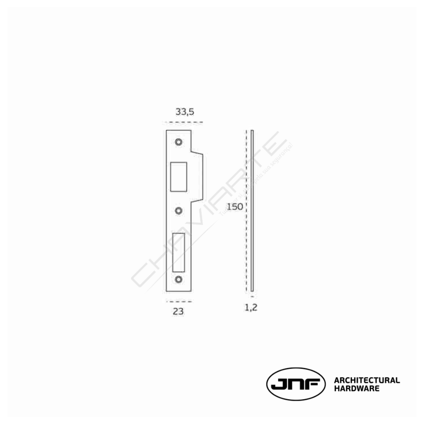 Fechadura de embutir JNF IN.20.825.50, entrada de 50mm, para cilindro europeu