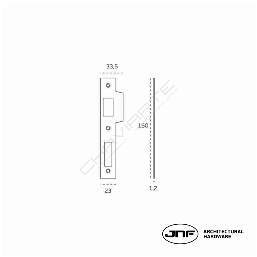 Fechadura de embutir JNF IN.20.825.60, entrada de 60mm, para cilindro europeu