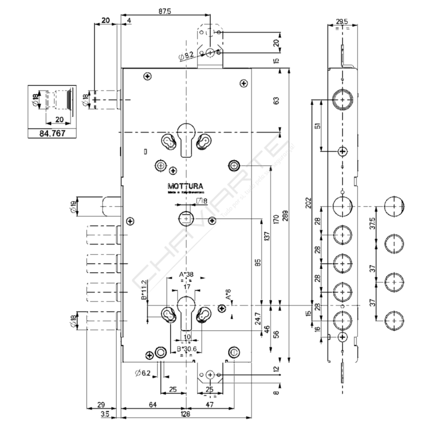 Fechadura MOTTURA 84765W800B