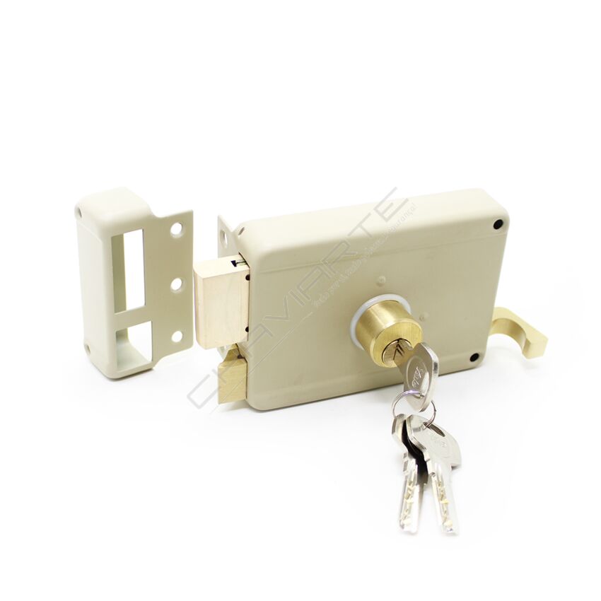 Fechadura Yale de sobrepor tipo 720 E60, esquerda, com cilindro de pontos Y61023602