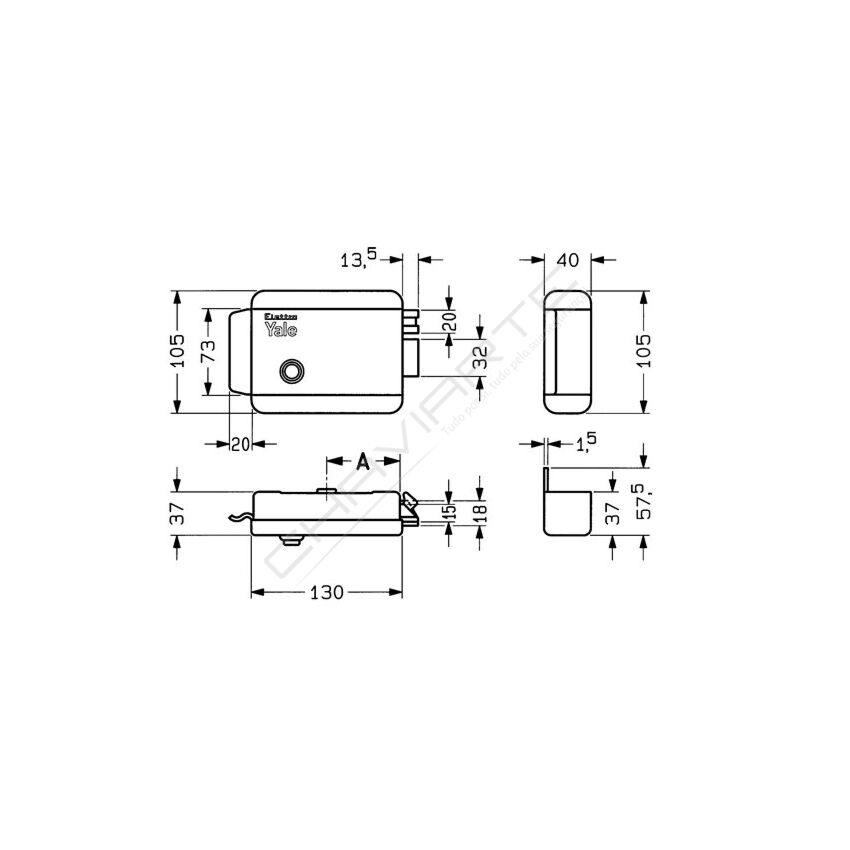 Fechadura elétrica de sobrepor Yale 67400602, esquerda
