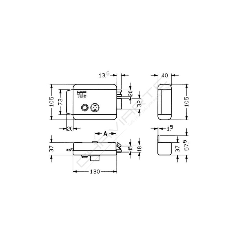 Fechadura elétrica de sobrepor Yale 67800602, esquerda
