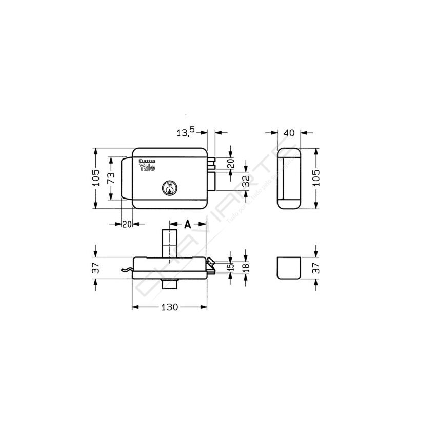 Fechadura elétrica de sobrepor Yale 68000601, direita