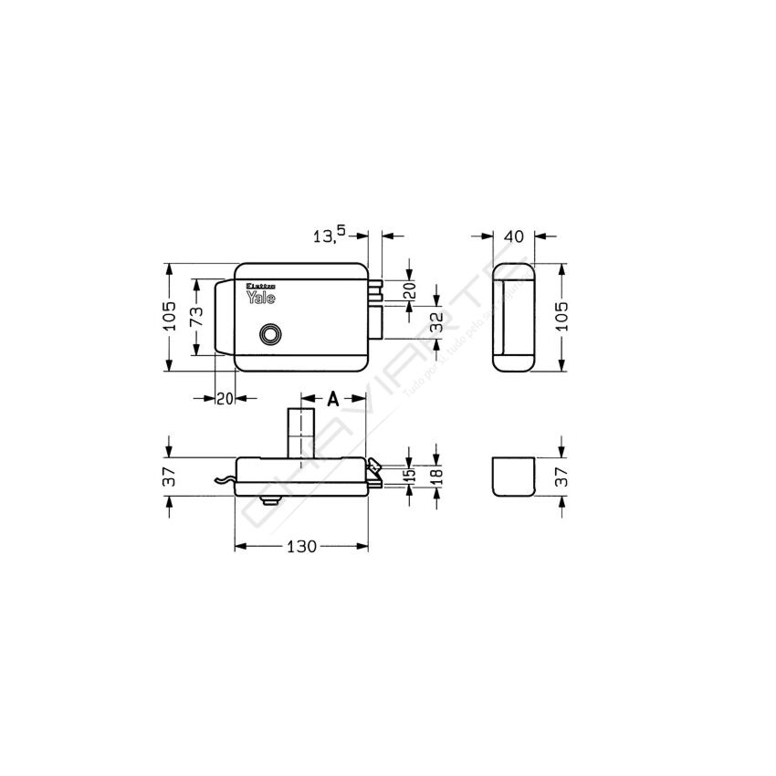 Fechadura elétrica de sobrepor Yale 68400601, direita