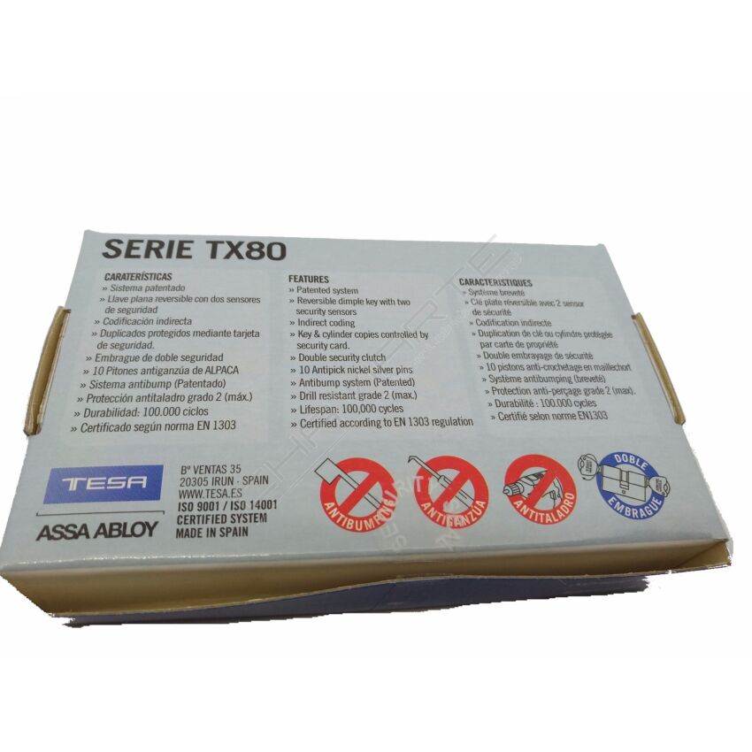 Cilindro Tesa TX80 40x80mm niquelado