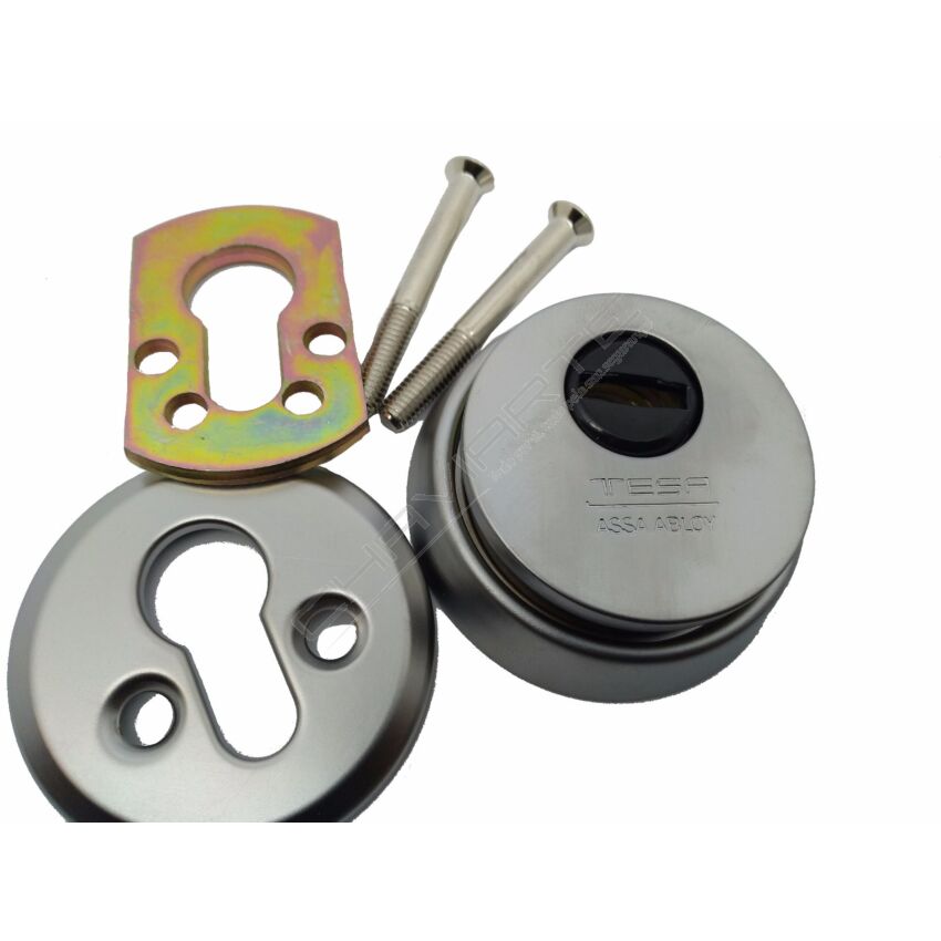 Escudo de segurança TESA com proteção rotativa para cilindro de perfil europeu, cromado