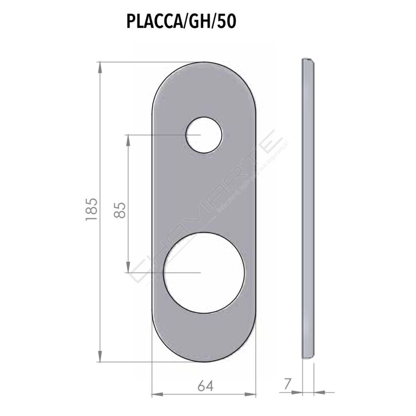 Espelho comprido AF modelo GH, exterior, argento, 50 mm