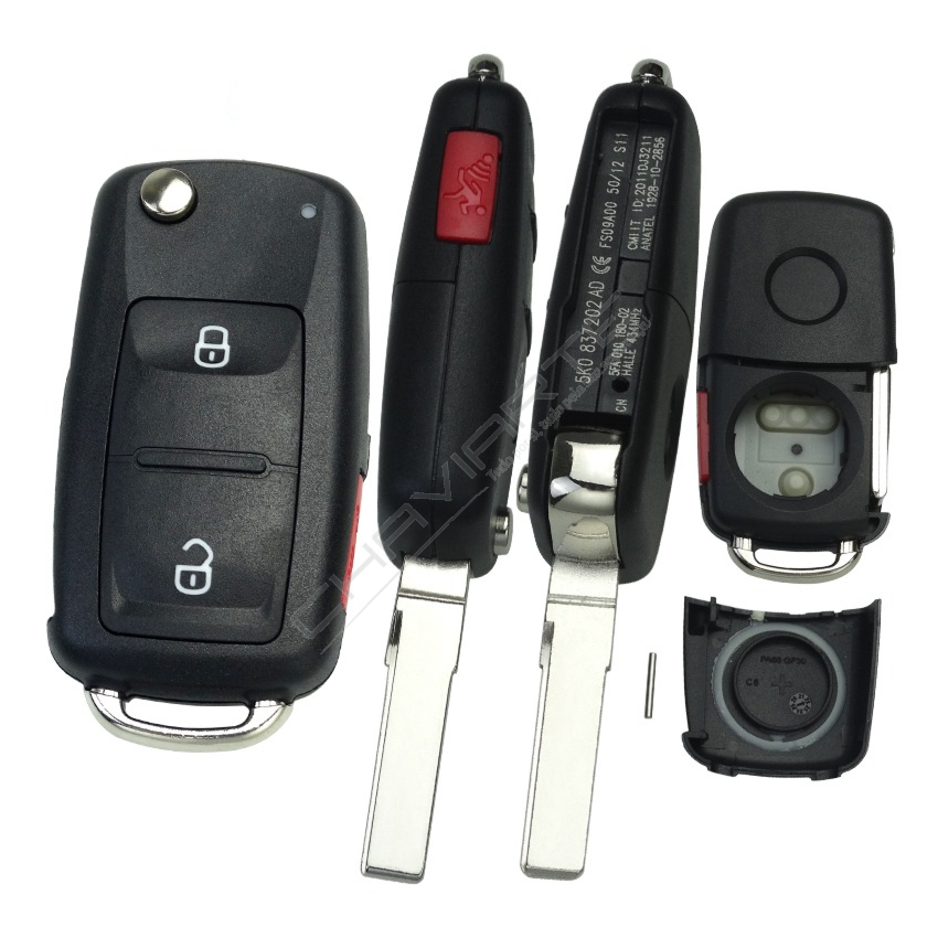 Caixa Para Comando Volkswagen Flip 2 Botões+1Lateral (5K0)