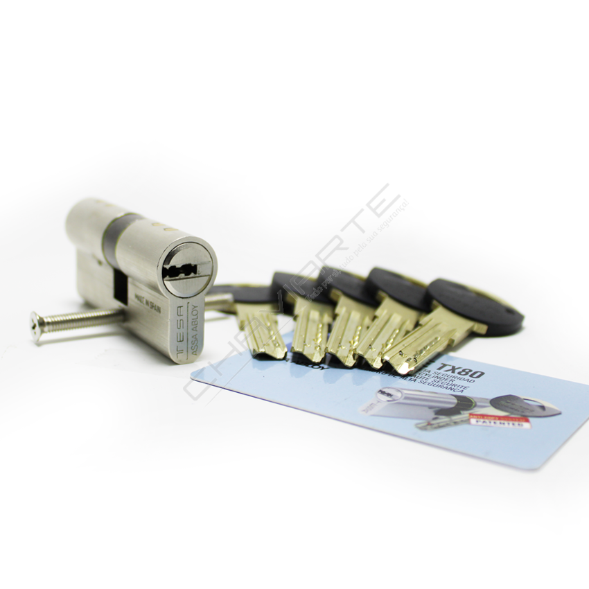 Cilindro Tesa TX80 30x35mm niquelado com chave Mifare