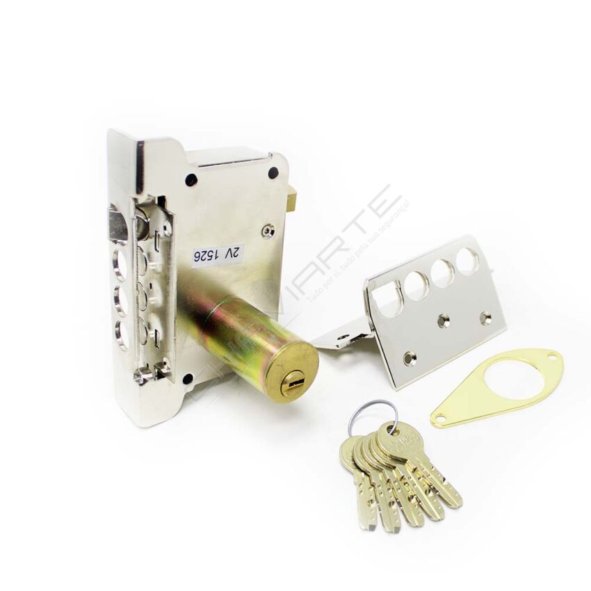 Fechadura Yale 8HS de sobrepor com 1 ponto fecho, direita, niquelado