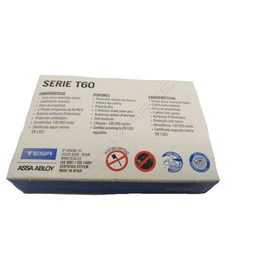 Cilindro Tesa T60 de botão 30x35mm latonado