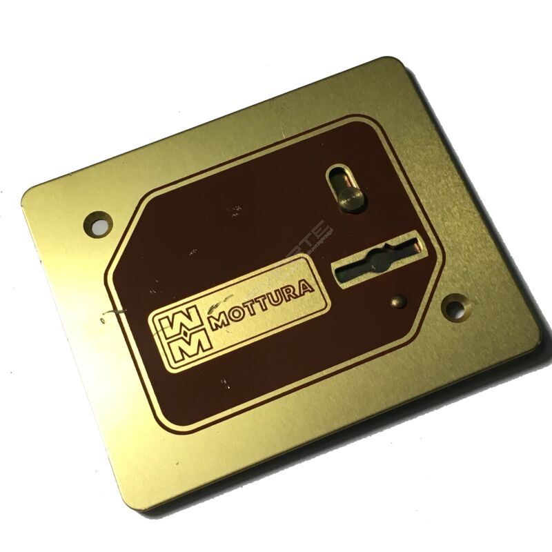 Espelho retangular Mottura interior, para chave de duplo palhetão, porta direita, dourado