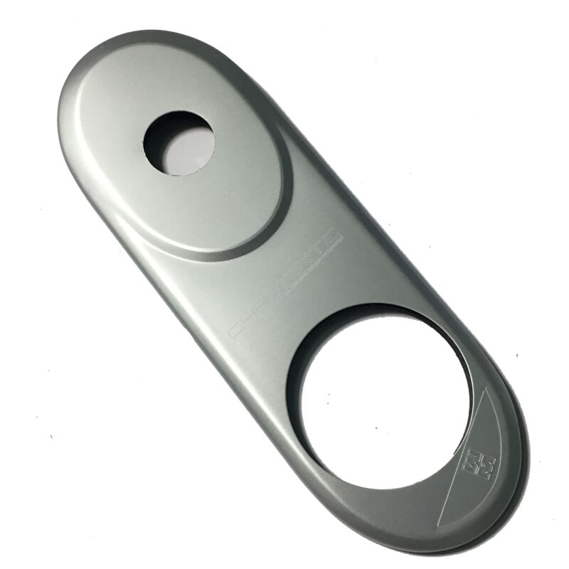 Espelho comprido Mottura exterior com abertura para escudo de segurança de 50 mm, em alumínio anodizado