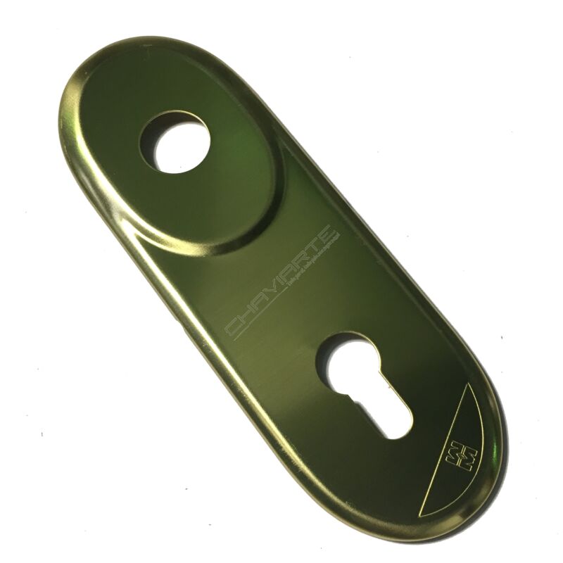 Espelho comprido Mottura interior com entrada para canhão e puxador, em dourado