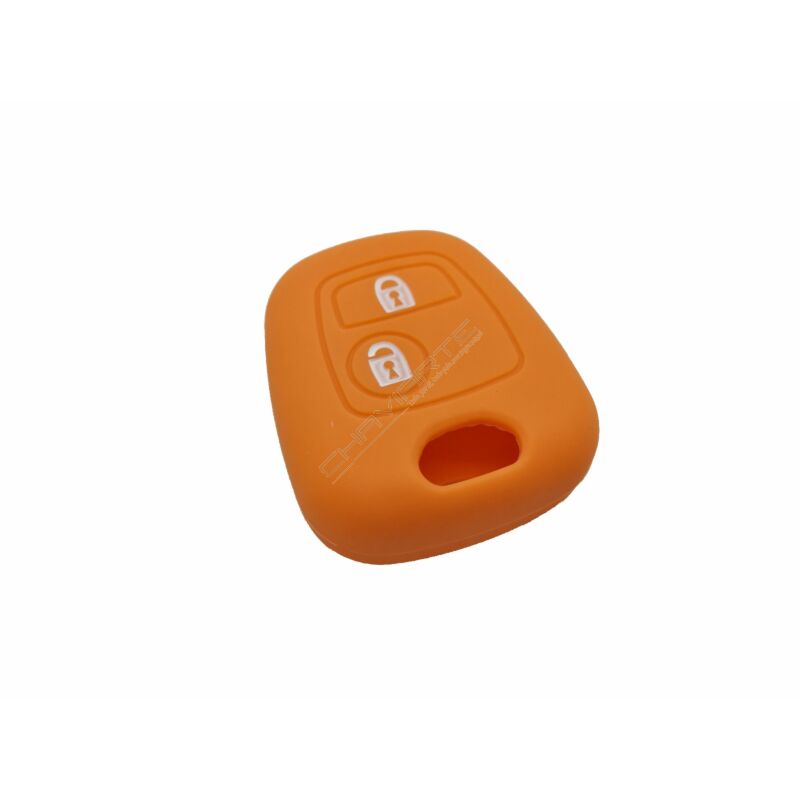 Capa silicone Peugeot, dois botões, laranja