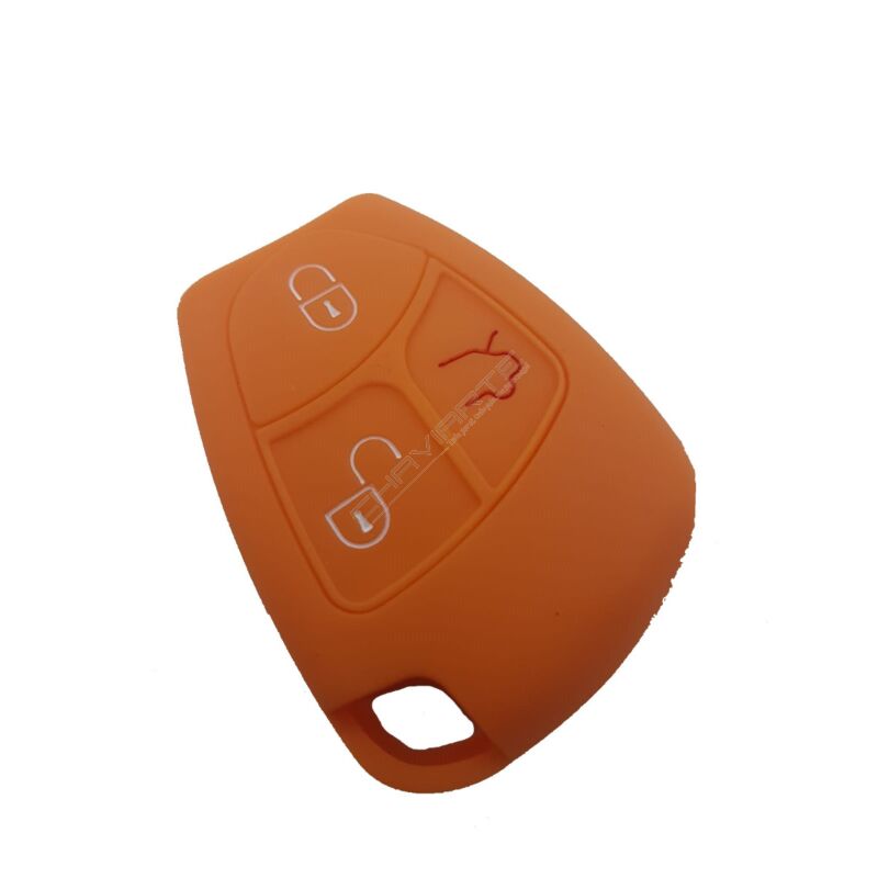 Capa silicone Mercedes, três botões, Smartkey (antiga), laranja