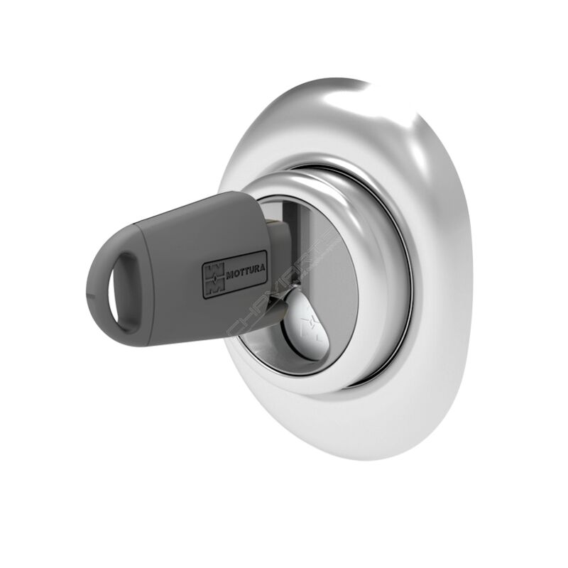 Escudo Mottura magnético de perfil europeu c/3 chaves, cromado