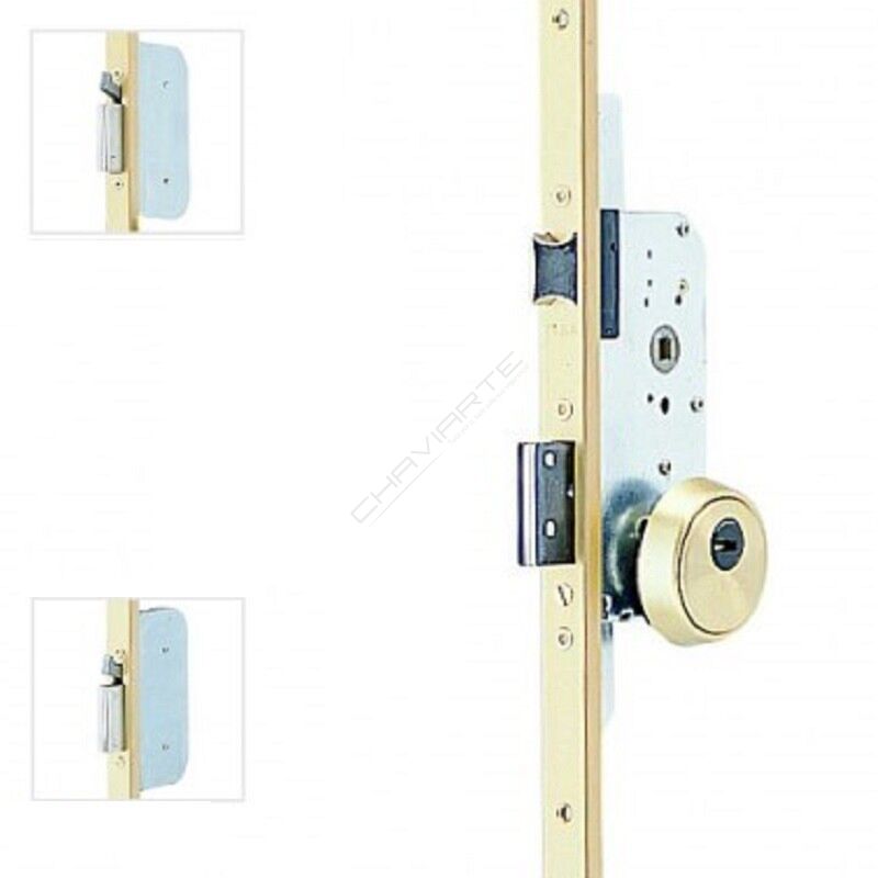 Fechadura multiponto 3 pontos TESA TLP, chapa em U, entrada 55mm, dourado esmaltado