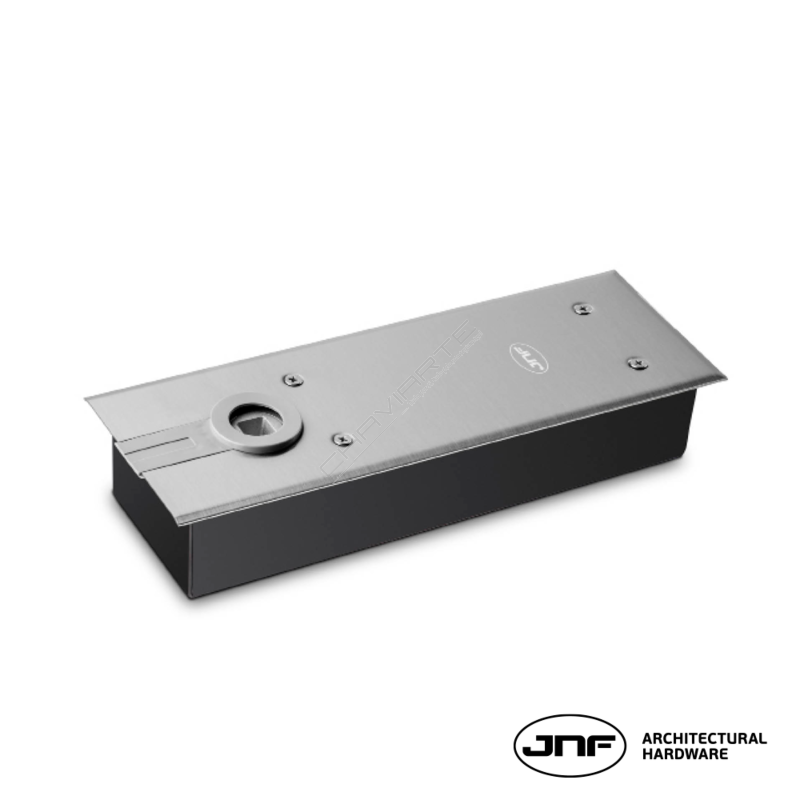 Mola de pavimento JNF IN.21.2205, p/portas batente, c/paragem 90º, inox satinado