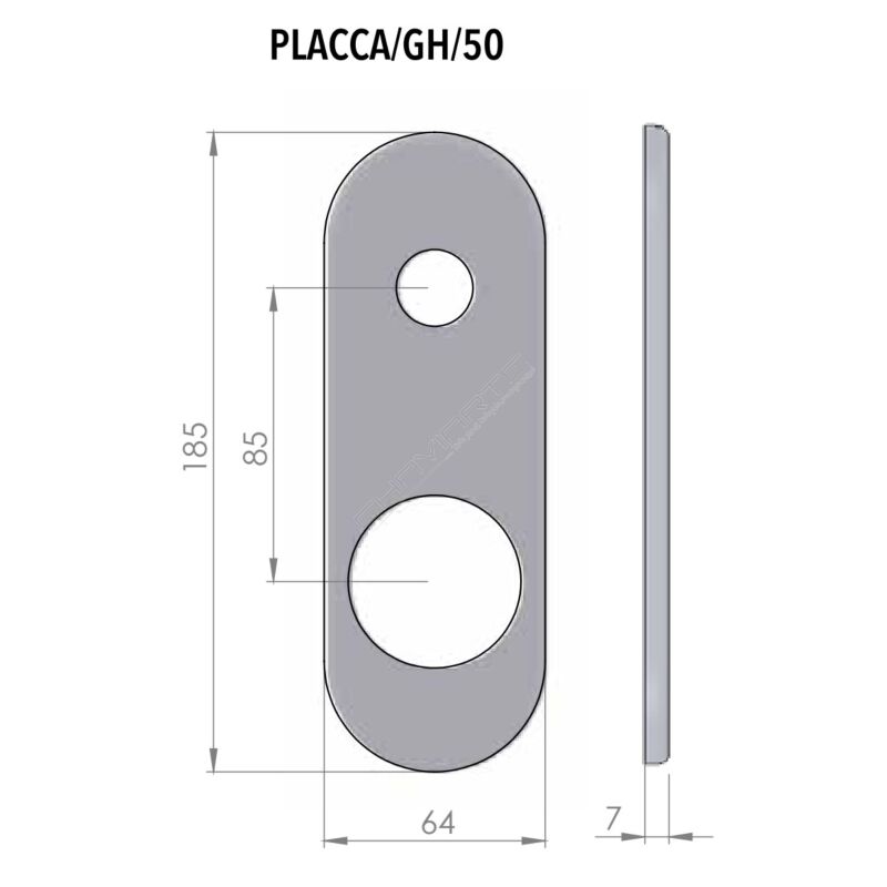 Espelho comprido AF modelo GH, exterior, argento, 50 mm