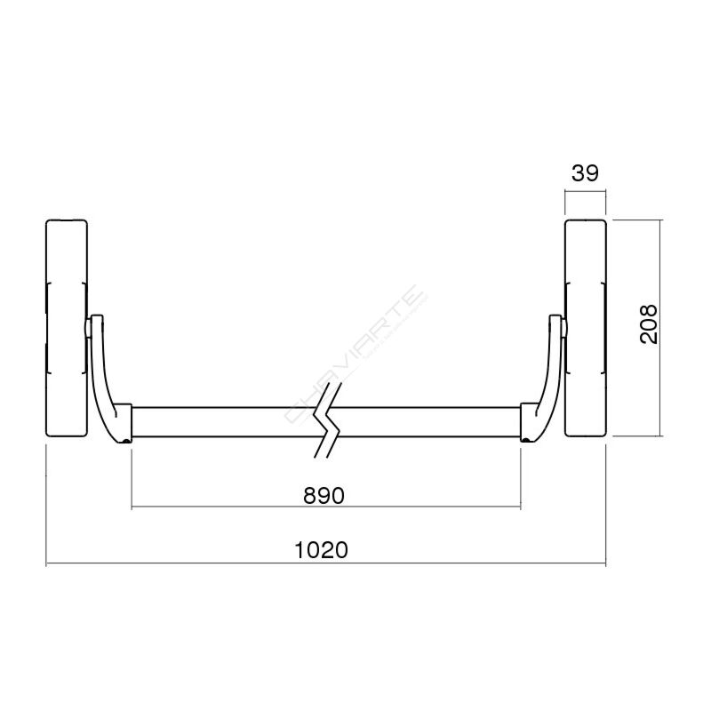 Barra antipânico Tesa 1970 para fechadura de embutir, em inox