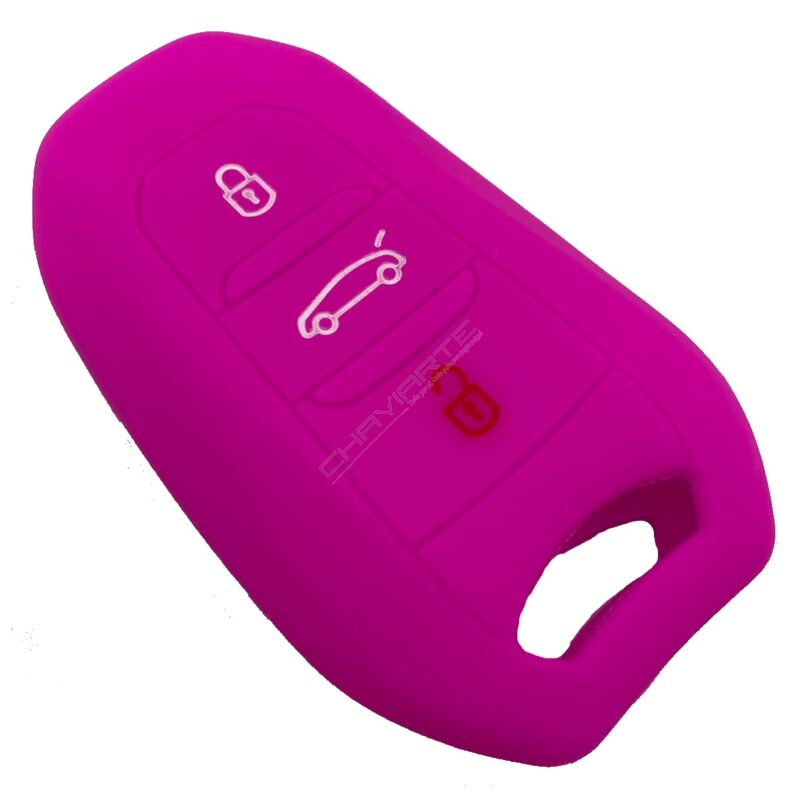 Capa Silicone Peugeot Três Botões Smartkey Rosa