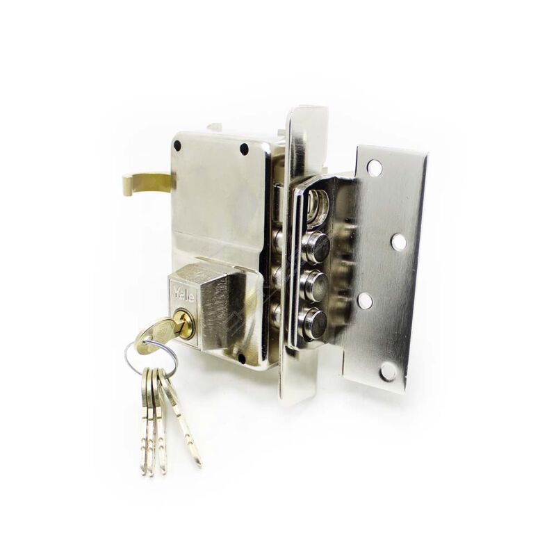 Fechadura Yale 8HS de sobrepor com 1 ponto fecho, direita, niquelado
