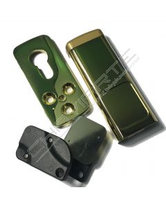 Escudo de segurança Disec dourado retangular, com proteção magnética, para cilindro de perfil europeu