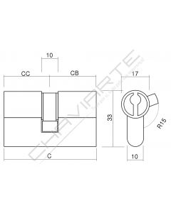 Cilindro Lince C353232LS 32x32mm latonado, c/chave de serviço