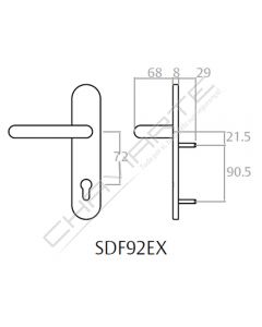 Puxador Tesa manipulo exterior para corta-fogo 60, negro, SDF92EXNE