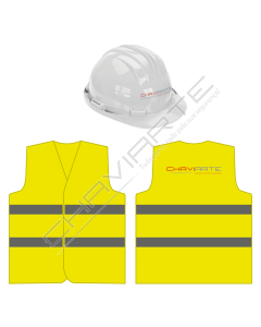 Kit colete refletor + capacete para visita obras